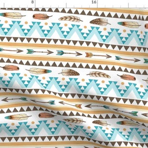 Southwestern Boho Fabric - Southwest Feathers And Arrows By Hazel Fisher Creations - Boho Feather Cotton Fabric By The Yard With Spoonflower