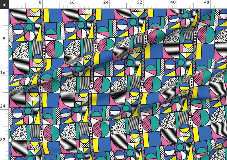Memphis Geometric Fabric Memphis 1981 By Mumbojumbo Retro | Etsy
