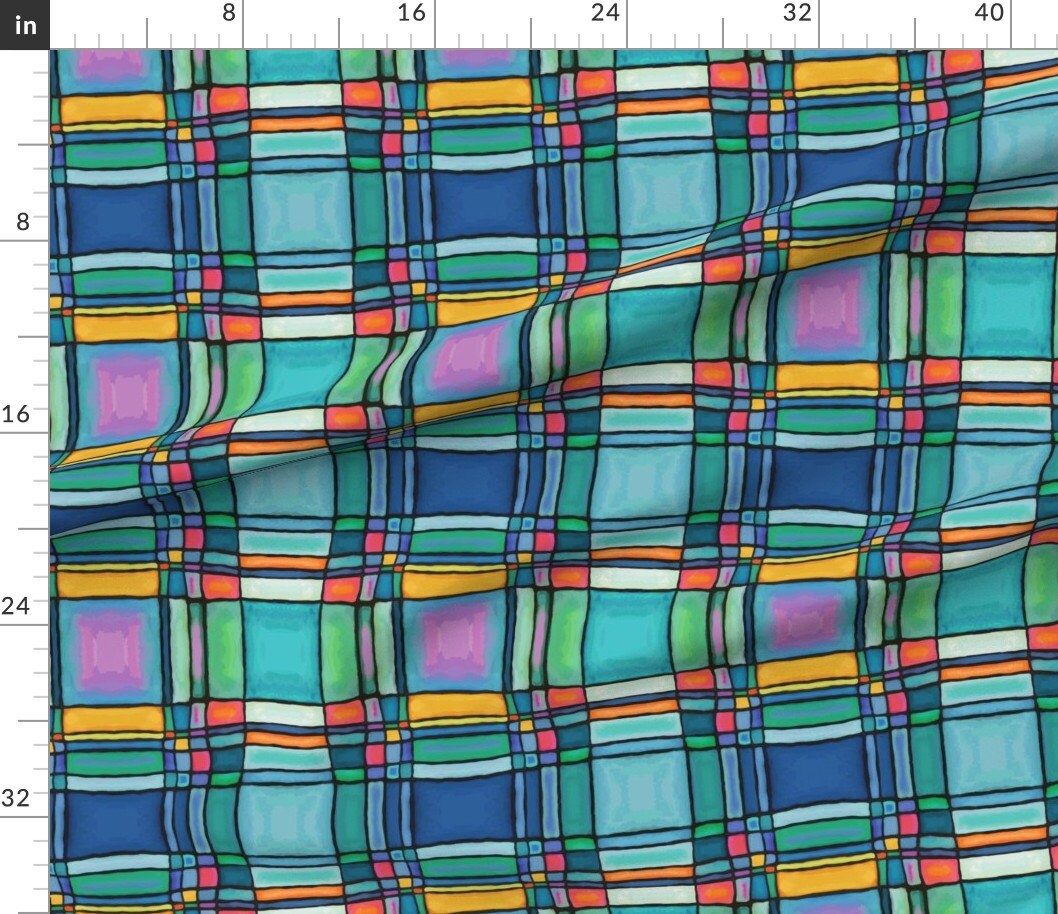 Plaid Fabric Jewel Tones Plaid By Illaberek Plaid Retro Etsy