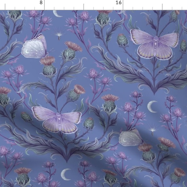 Butterfly Floral Fabric - Thistle Home by episodic_drawing - Nature Damask Wildflowers Thistle Botanical Fabric by the Yard by Spoonflower