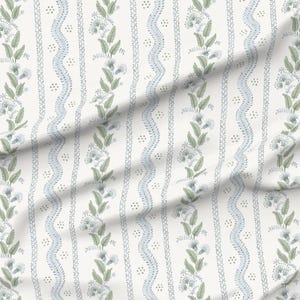 DIY Pastel Preppy Project - Emma Stripe by danika_herrick - Light Blue Green Grandmillennial Botanical Floral Fabric by Spoonflower