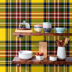 Tartan Wallpaper Royal Dress By Peacoquettedesigns Yellow Red Plaid Custom Printed Removable Self Adhesive Wallpaper Roll by Spoonflower image 9