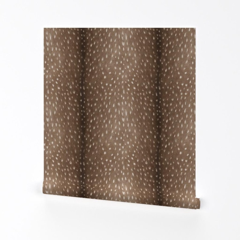 Deer Wallpaper - Silky Faux Deer Hide By Thinlinetextiles - Country Rustic Chic Axis Removable Self Adhesive Wallpaper Roll by Spoonflower image 2