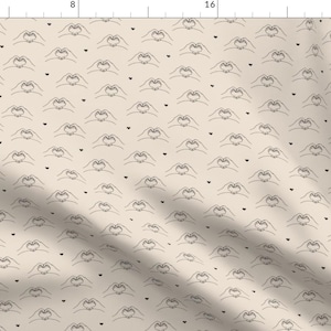 Love Fabric - Heart Hands by erin__kendal - Valentine Hearts Heart Hands Neutral Tones Beige Drawn  Fabric by the Yard by Spoonflower