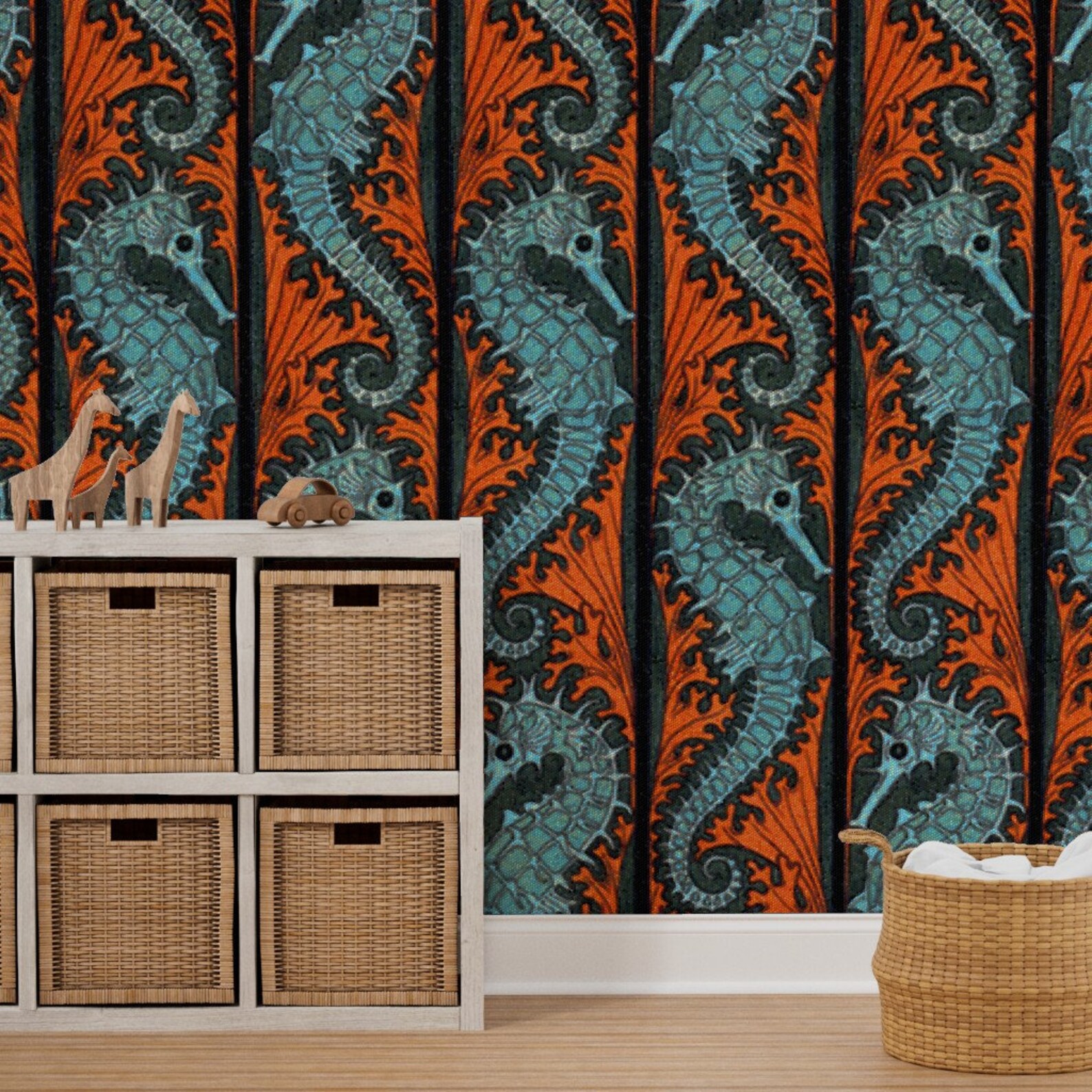 Mosaic Wallpaper Seahorse Mosaic by Peacoquettedesigns - Etsy