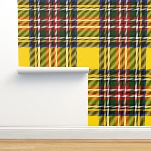 Tartan Wallpaper Royal Dress By Peacoquettedesigns Yellow Red Plaid Custom Printed Removable Self Adhesive Wallpaper Roll by Spoonflower image 4