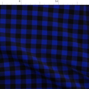 Buffalo Plaid Gingham Fabric - Buffalo Plaid Royal Blue By Charlottewinter - Buffalo Plaid Cotton Fabric By The Yard With Spoonflower