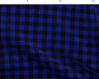 Buffalo Plaid Gingham Fabric - Buffalo Plaid Royal Blue By Charlottewinter - Buffalo Plaid Cotton Fabric By The Yard With Spoonflower