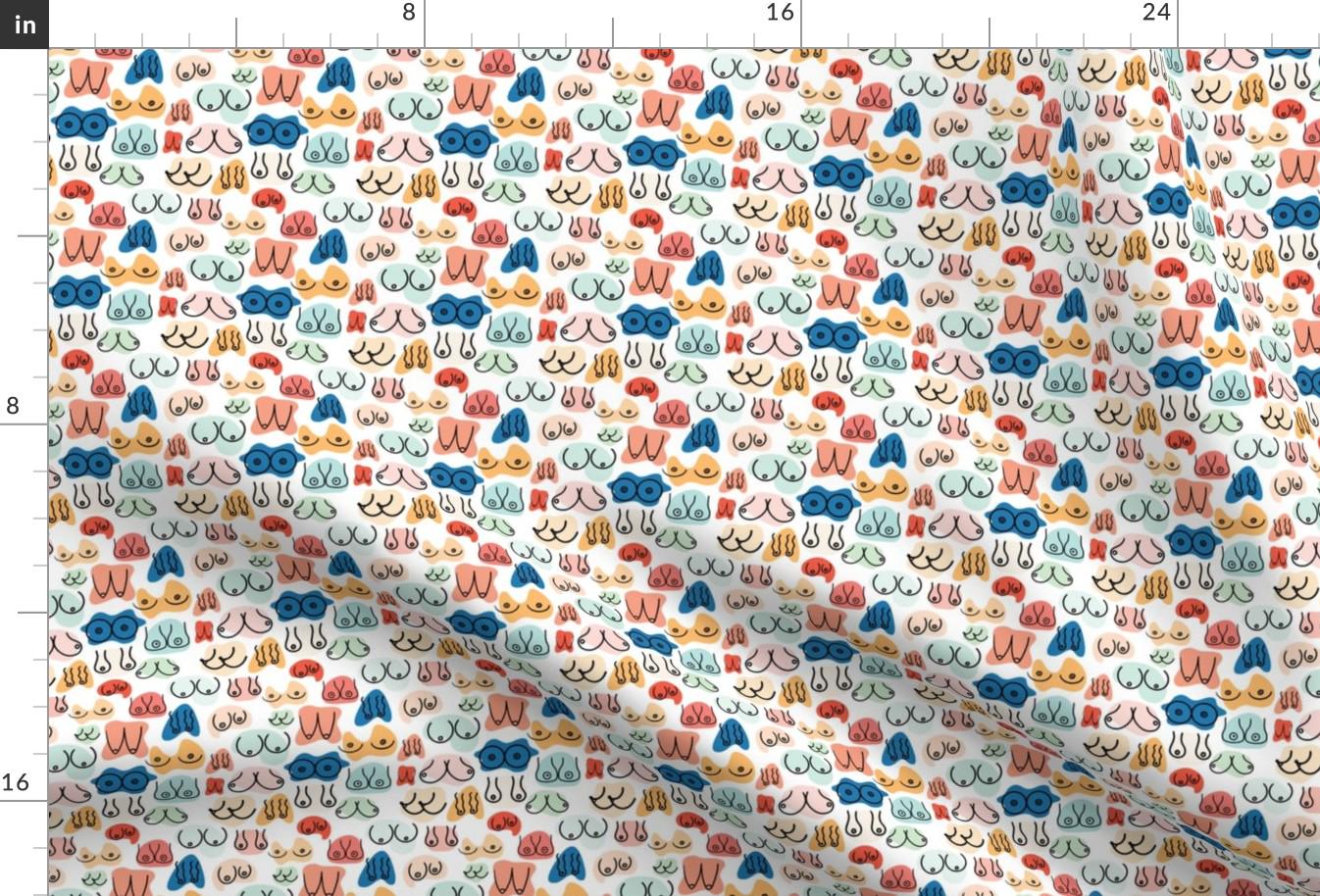 Feminine Fabric - Boobs (small Scale) by bethmcmilliandesigns -  Breasts Bodies Boobs Nsfw Femme Feminist Fabric by the Yard by Spoonflower