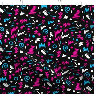 Memphis Fabric - Memphis New By Charlottewinter - Memphis 90s 80s Retro Scribbles Neon Pink Aqua Cotton Fabric By The Yard With Spoonflower