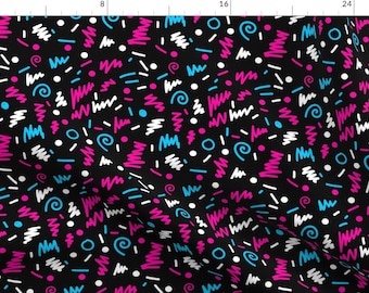 Memphis Fabric - Memphis New By Charlottewinter - Memphis 90s 80s Retro Scribbles Neon Pink Aqua Cotton Fabric By The Yard With Spoonflower