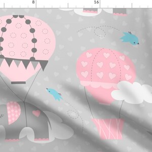 Pink Elephants Fabric - Hot Air Balloon Elephants On Gray By Jenniferfranklin - Nursery Decor Cotton Fabric By The Yard With Spoonflower