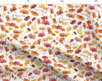 Autumn Gingko Fabric - Gingko By Nathalieouederni - Botanical Gingko Modern Home Decor Cotton Fabric By The Yard With Spoonflower