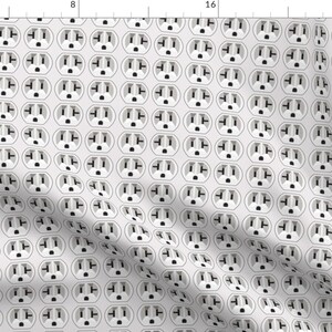 Outlet Fabric - Stay Plugged In By Dearchickie - Plug Power Electronic Outlet Electricity Novelty Cotton Fabric By The Yard With Spoonflower