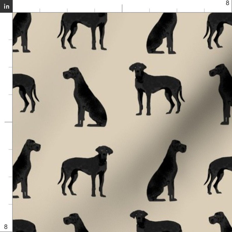 Great Dane Fabric Great Dane Black Simple Dog Breed Fabric Etsy