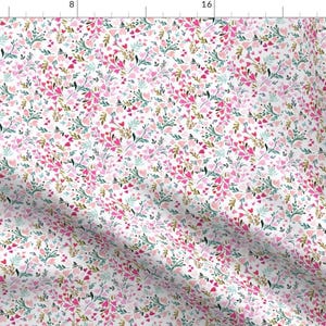 Tiny Flowers Fabric - Heart-Floral-//White-Small By Crystal Walen - Watercolor Floral Hearts Baby Cotton Fabric By The Yard With Spoonflower