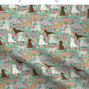 Floral Golden Doodles Fabric- Cute Dog Floral Fabric By Petfriendly- Small Floral Dog Home Decor Cotton Fabric By The Yard With Spoonflower