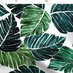 Monstera Leaves Fabric - Monstera Leaves 90 Degrees By Crystal Walen - Tropical Watercolor Leaves Cotton Fabric By The Yard With Spoonflower