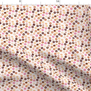 Pink Donut Fabric - Donuts Small Scale By Stolenpencil - Kawaii Donut Breakfast Food Cotton Fabric By The Yard With Spoonflower