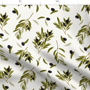 Black Olives Fabric - Olive Love by onesweetorange - Botanical Green Olives Greenery Olive Branch Fabric by the Yard by Spoonflower