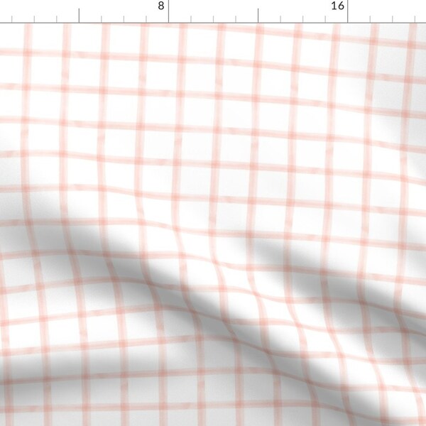 Pink and White Plaid Fabric - Watercolor Window Pane Plaid Pink Blush By Littlearrowdesign - Cotton Fabric By The Yard With Spoonflower