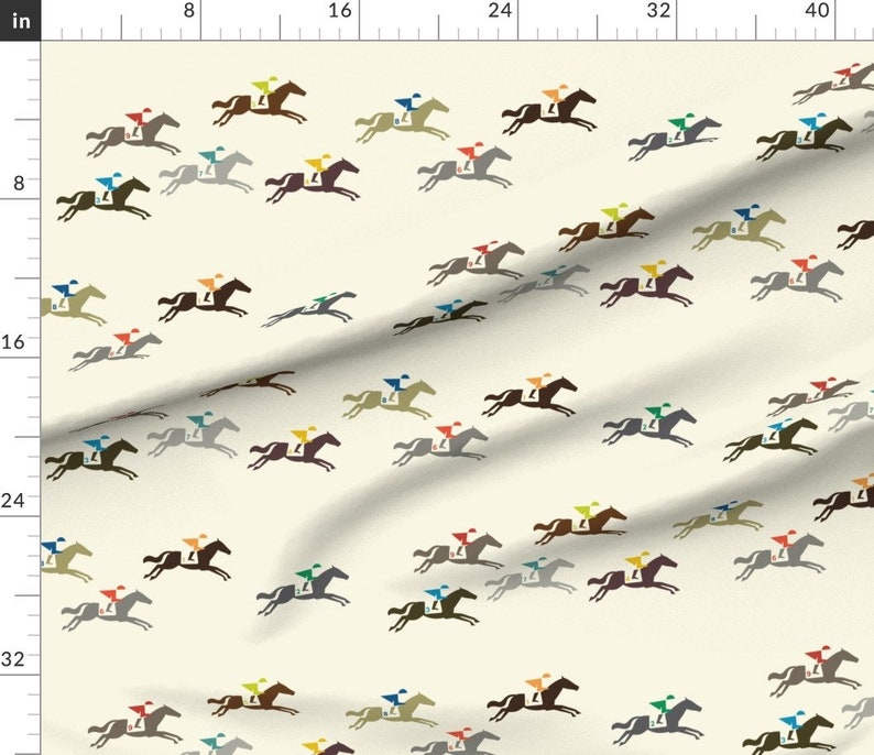 Horse Racing Fabric and They're off by Katerhees Horse Etsy