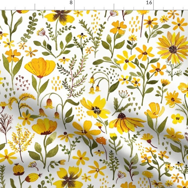 Yellow Floral Fabric Etsy