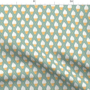 Vanilla Ice Cream Fabric - Vanilla Soft-serve by gretchenkent - Summer Sweet Treat Mint Sage Green Fabric by the Yard by Spoonflower
