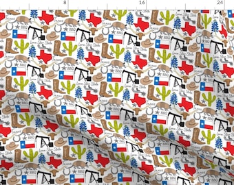 Texas Small Scale Fabric - Small Texas by lilcubby - Lone Star State Longhorn Cactus Armadillo Bluebonnet Fabric by the Yard by Spoonflower