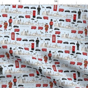 London Fabric - London Smaller Scale By Hazelfishercreations - London England UK British Royal Cotton Fabric By The Yard With Spoonflower