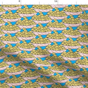 Tater Tot Fabric - Side Of Tots By Jto - Fries Potato Junk Food Blue Red Yellow White Cotton Fabric By The Yard With Spoonflower