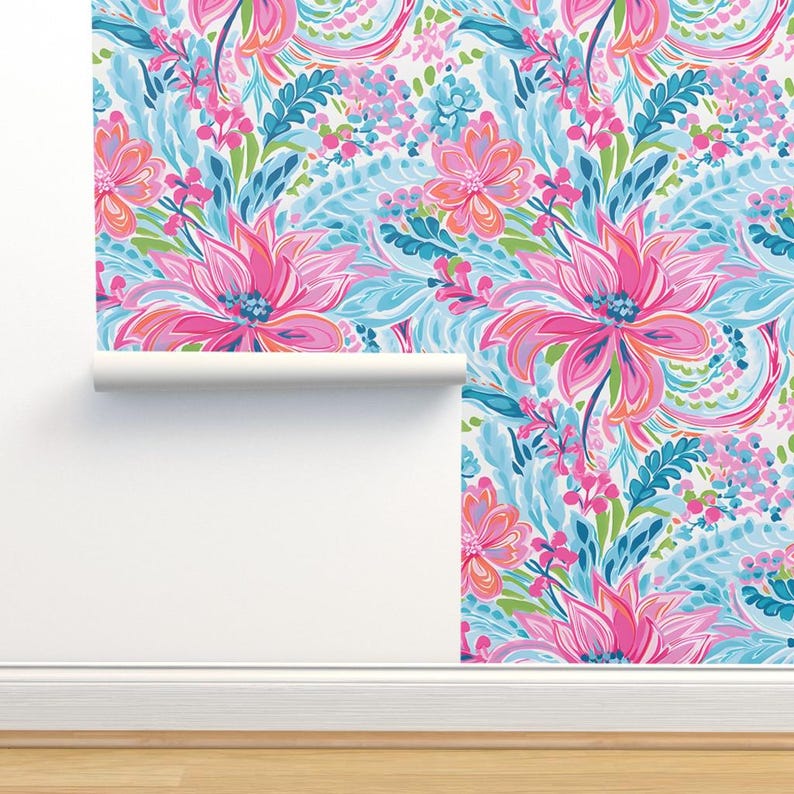 Bold Pink Floral Removable Peel and Stick Wallpaper - Palm Beach ...