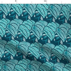 African Beauty Fabric - Teal Turquoise Medium By Heidi-Abeline - Headscarf Aqua Black Girl Magic Cotton Fabric by the Yard with Spoonflower