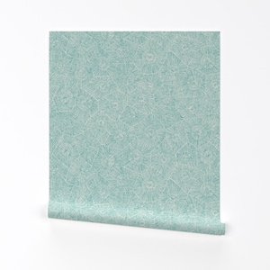 Aqua Blue Wallpaper - Jumbo Petoskey-Stone Pattern By Weavingmajor - Beach Turquoise Removable Self Adhesive Wallpaper Roll by Spoonflower