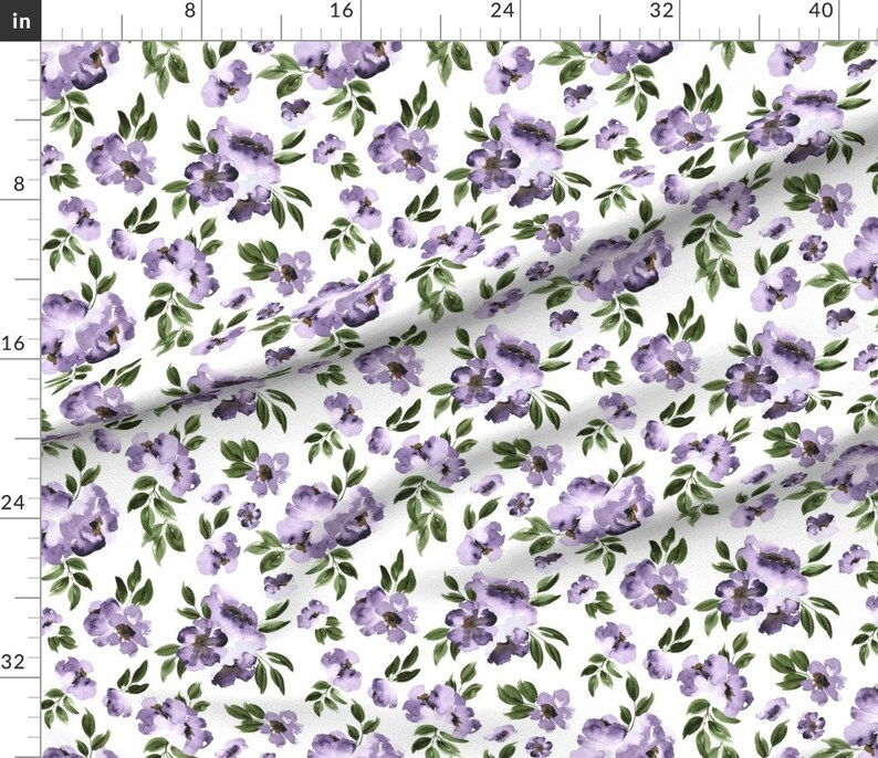 Purple Flowers Fabric Ultra Violet Flowers Large by Etsy