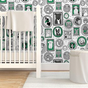 Hondenbehang - Hondenportretten van Andrea Lauren - Groenwitte honden op maat bedrukte verwijderbare zelfklevende behangrol van Spoonflower afbeelding 6