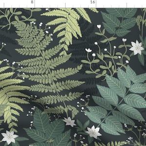 Forest Ferns Fabric - Dark Green Leaves by whimsical_brush - Woodland Fern Botanical Greenery Dark Green Fabric by the Yard by Spoonflower