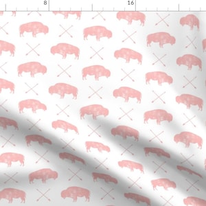 Pink Buffalo Fabric - Distressed Buffalo And Arrows (Pink) By Littlearrowdesign - Pink Wildlife Cotton Fabric By The Yard With Spoonflower