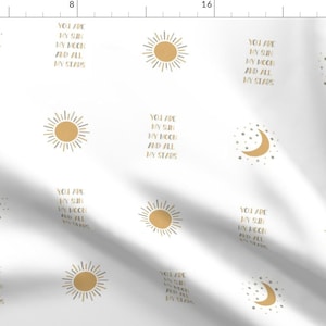 Celestial Fabric - Sun Moon Stars by longdogcustomdesigns - Sun Moon Stars Nursery Kids Love Children Star Fabric by the Yard by Spoonflower