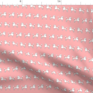 Pink Poodle Fabric - Poodles // Pink Dogs Nursery Baby Girl Design By Andrea Lauren - Pink Poodle Cotton Fabric by the Yard With Spoonflower