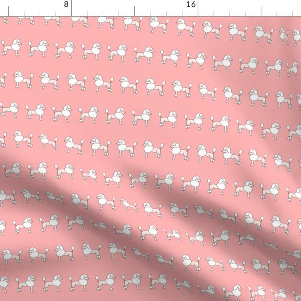 Pink Poodle Fabric - Poodles // Pink Dogs Nursery Baby Girl Design By Andrea Lauren - Pink Poodle Cotton Fabric by the Yard With Spoonflower