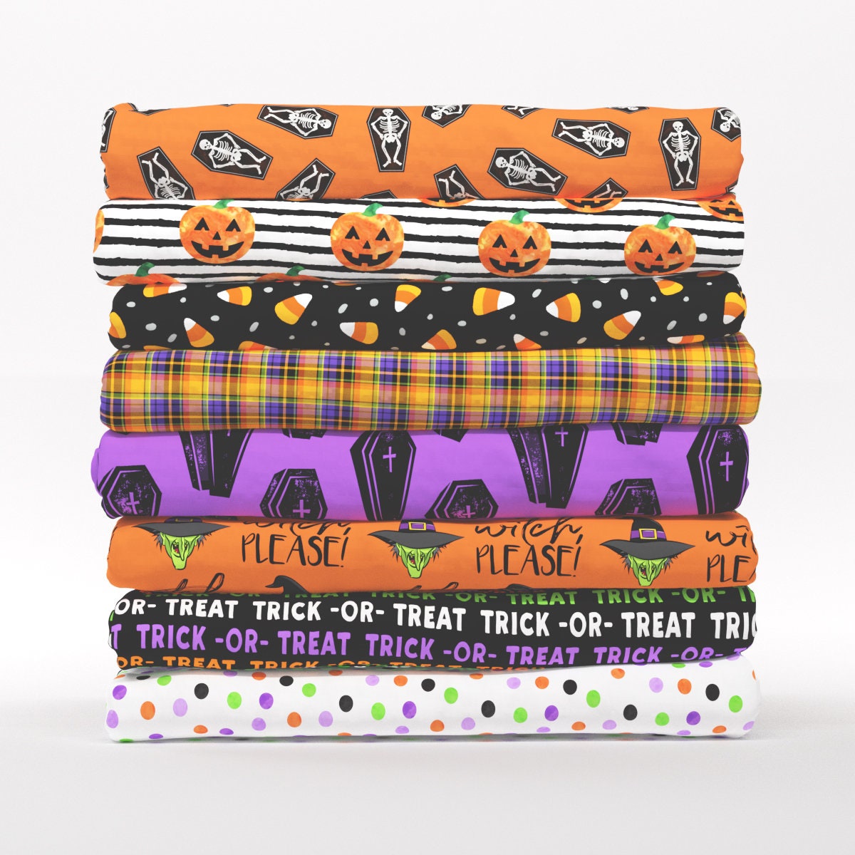 Halloween Cotton Fat Quarters - Purple Orange Pumpkin Seasonal Collection Petal Signature Cotton Mix & Match Fat Quarters by Spoonflower