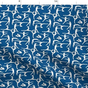 Girls Blue Gymnastics Fabric - Gymnasts On Dark Blue By Landpenguin - Gymnastics Kids Sports Cotton Fabric By The Yard With Spoonflower