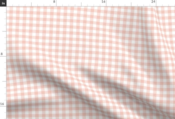 Blush Pink Gingham Fabric - Gingham Blush Pink by sugarfresh - Plaid Small Checks Buffalo Check Blush Pink Fabric by the Yard by Spoonflower