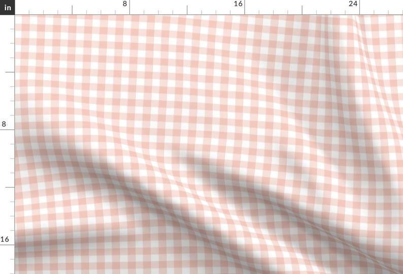 Blush Pink Gingham Fabric - Gingham Blush Pink by sugarfresh - Plaid Small Checks Buffalo Check Blush Pink Fabric by the Yard by Spoonflower imagen 1