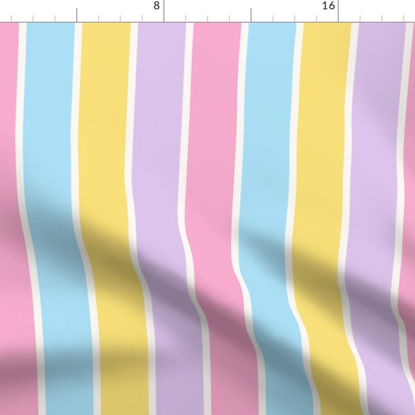 Pastel Easter Stripe Fabric - Spring Stripes by vivieandashpatterns - Pink Blue Yellow Bright Pastel Fabric by the Yard by Spoonflower