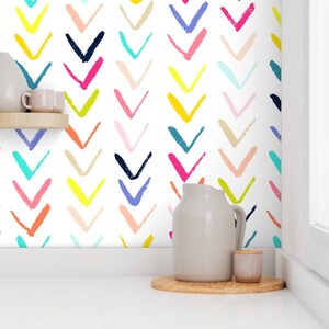 Chevron Wallpaper - Sketchy Arrows Summer Party By Theartwerks - Arrows Custom Printed Removable Self Adhesive Wallpaper Roll by Spoonflower image 7