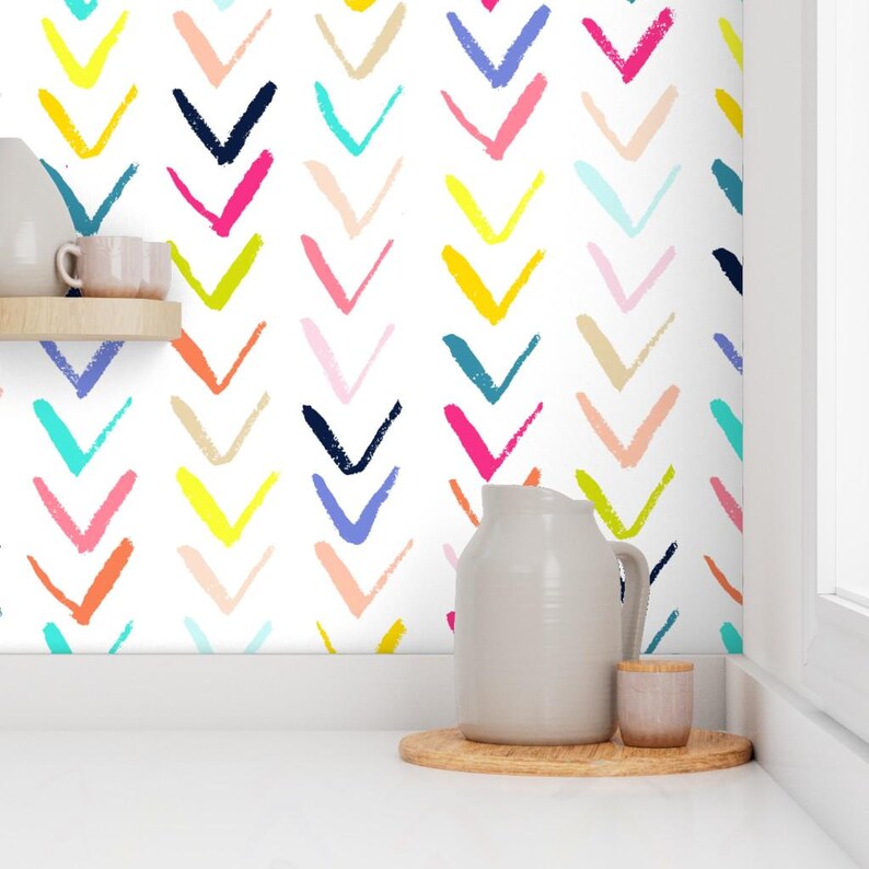 Chevron Wallpaper - Sketchy Arrows Summer Party By Theartwerks - Arrows Custom Printed Removable Self Adhesive Wallpaper Roll by Spoonflower image 7