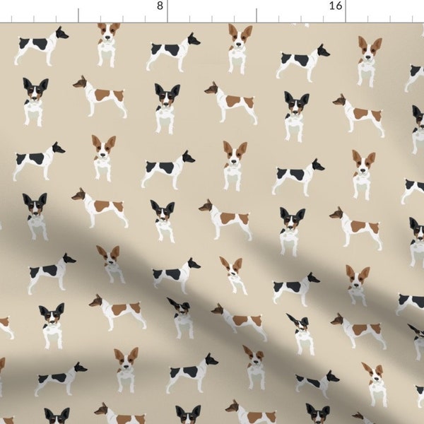 Rat Terrier Fabric - Rat Terrier Simple Dog Breed Fabric Tan By Petfriendly - Rat Terrier Cotton Fabric By The Yard With Spoonflower