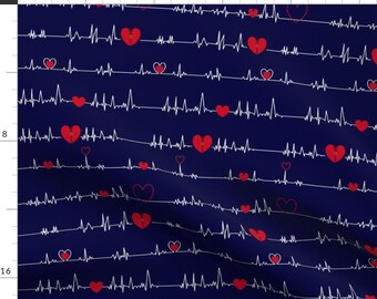 Beating Heart EKG Medical Fabric - Zipper Open Heart Ekg Monitor By Laserjill - Open Heart Cotton Fabric By The Yard With Spoonflower